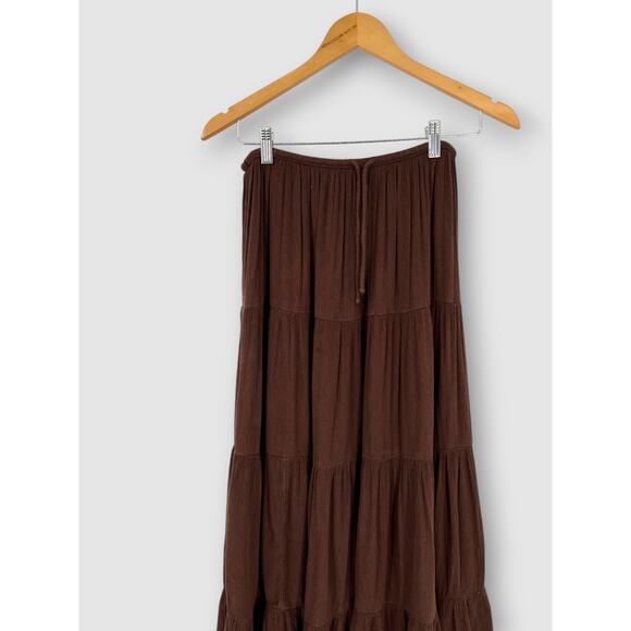 Aerie Brown Tiered Cottagecore Boho Maxi Skirt Size Medium - Picture 5 of 5